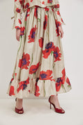 Red Calanit Linen Maxi Skirt