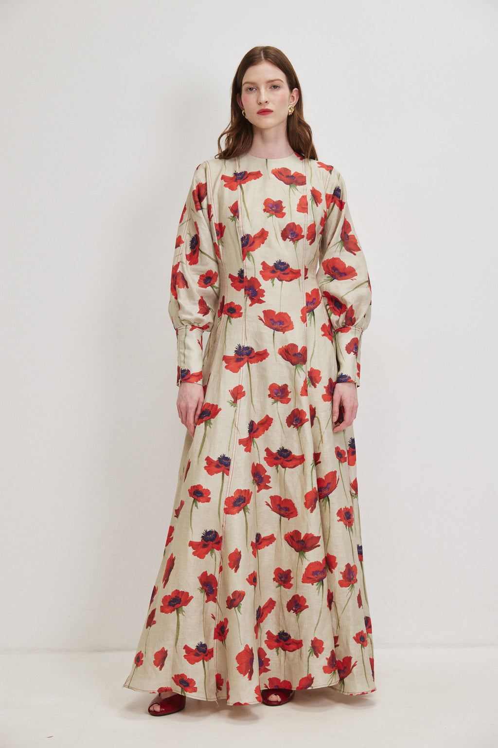 Red Calanit Linen Maxi Dress