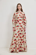 Red Calanit Linen Maxi Dress