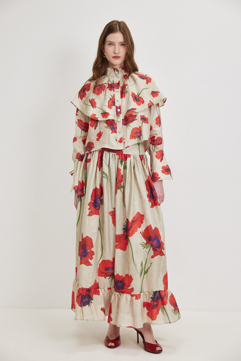 Red Calanit Linen Maxi Dress