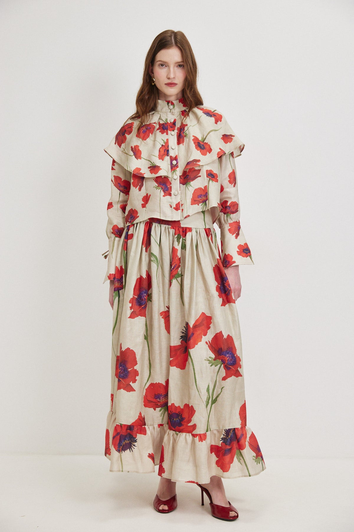 Red Calanit Linen Maxi Dress