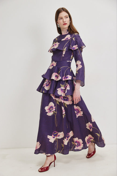 Argaman Linen Maxi Dress